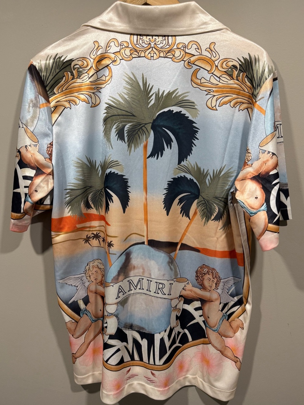 AMIRI Cherub Multicolor Printed Palm-Tree Silk Camp Shirt (Set 1:1 defect) image 7